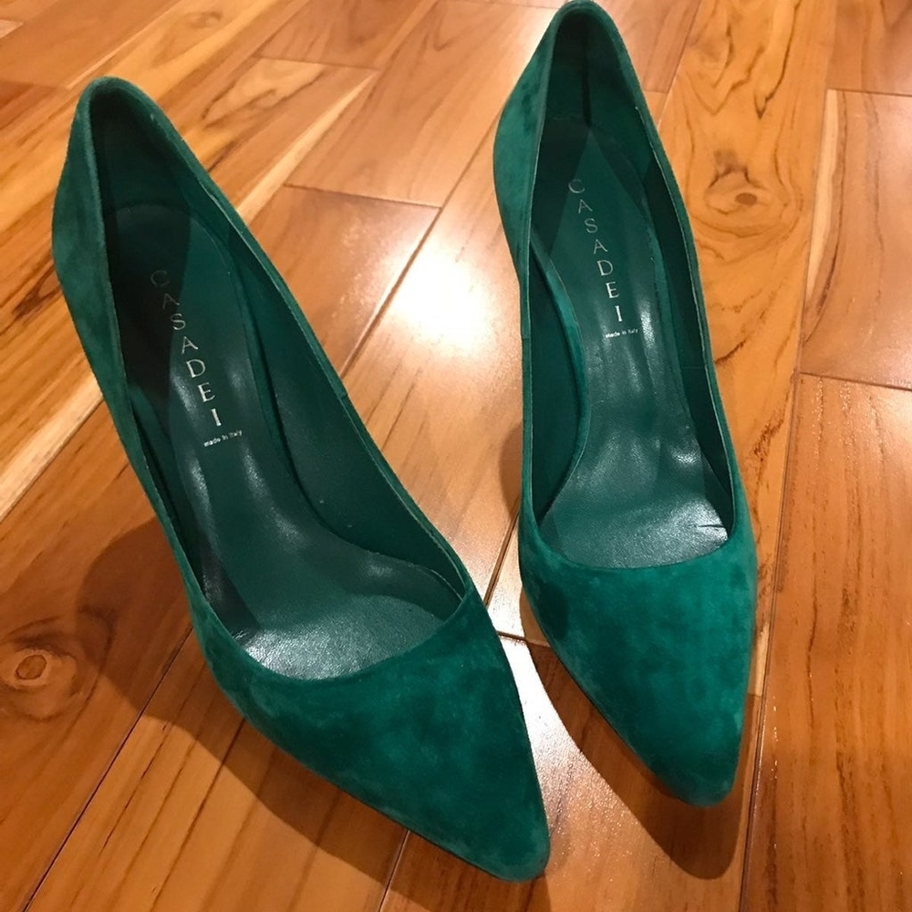 Casadei Emerald Green Suede Gems